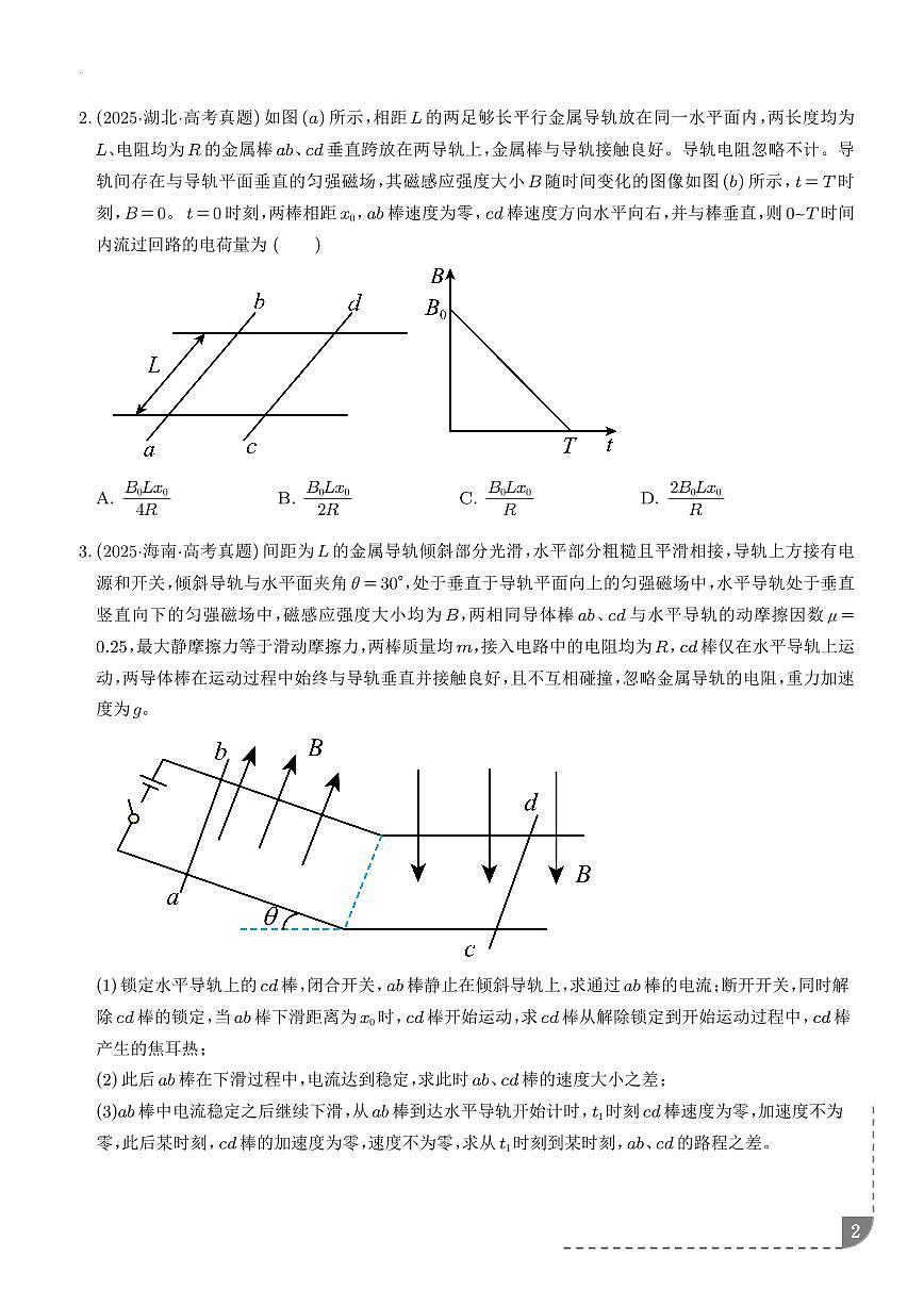 电磁感应中的动量问题-【精练】(学生版)第2页