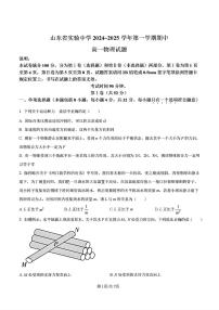 2024-2025年济南市省实验高一物理上学期期中考试试卷及其答案