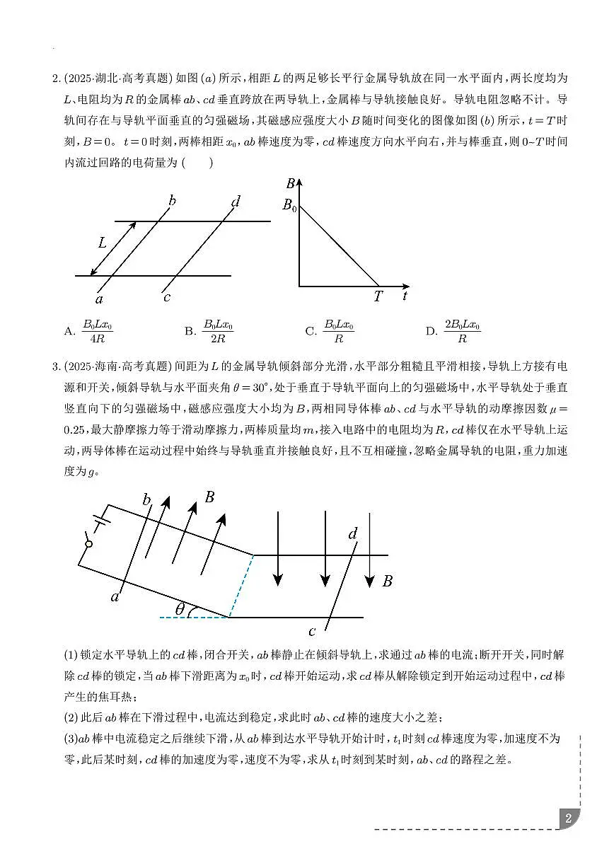 2026年高考物理一轮复习考点训练 电磁感应中的动量问题(学生版+解析版)第2页
