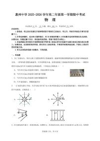 广东惠州中学2025-2026学年高二上学期10月期中物理试题+答案