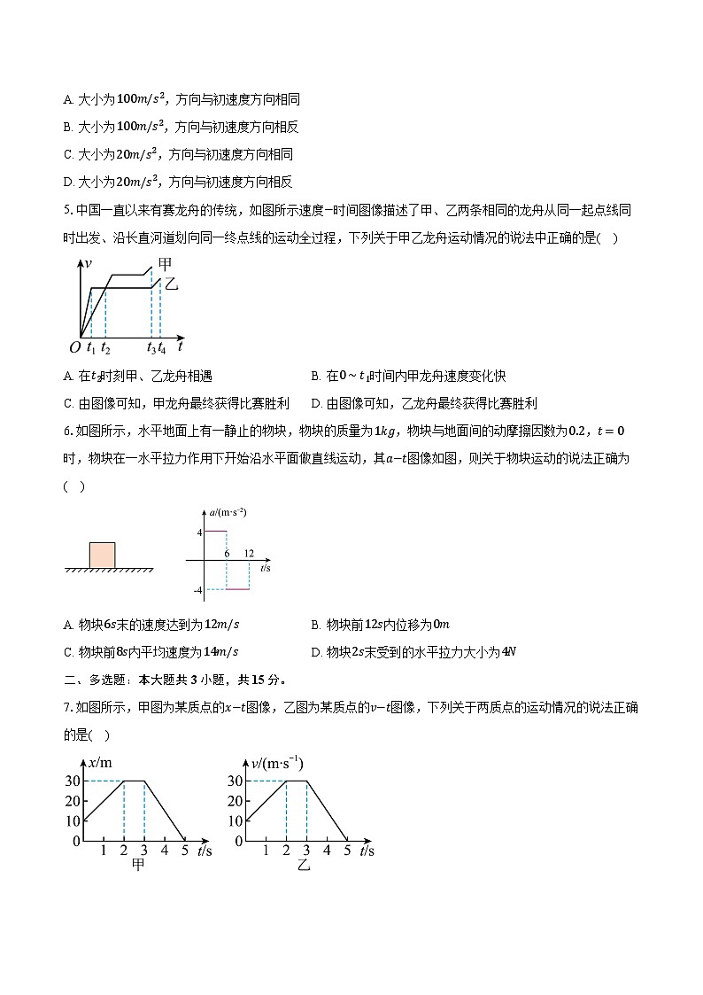 湖南省岳阳市汨罗市第二中学2025-2026学年高一(上)月考物理试卷(10月)第2页