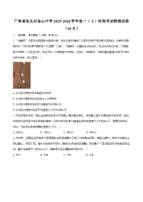 广东省汕头市金山中学2025-2026学年高一（上）阶段考试物理试卷（10月）