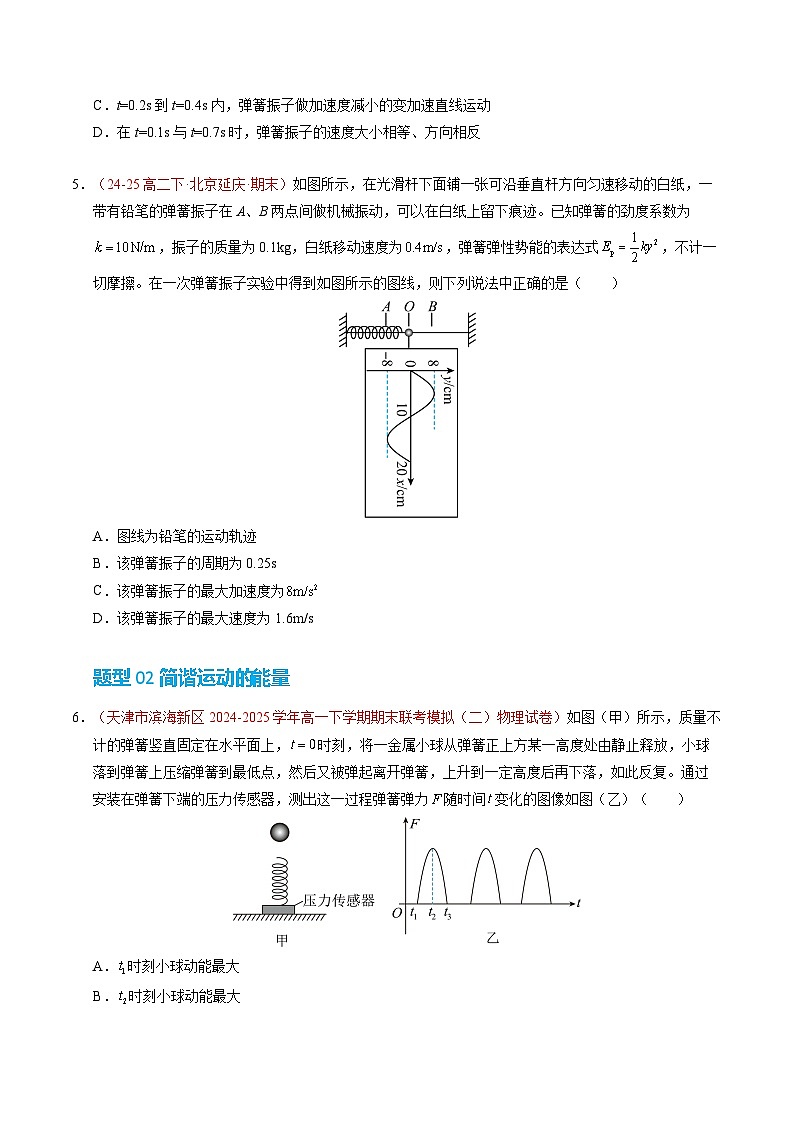 3. 简谐运动的回复力和能量(培优考点练)(原卷版)第3页