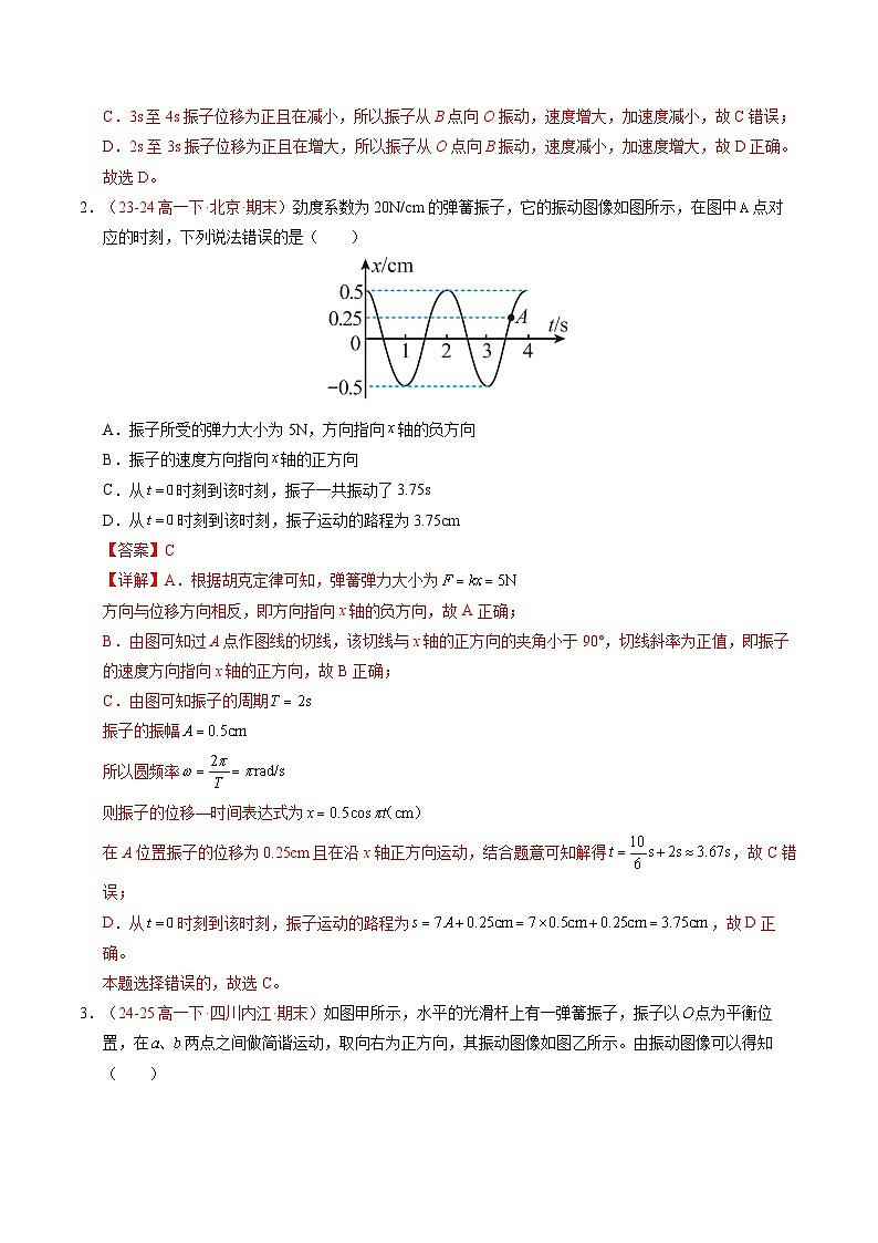 3. 简谐运动的回复力和能量(培优考点练)(解析版)第2页