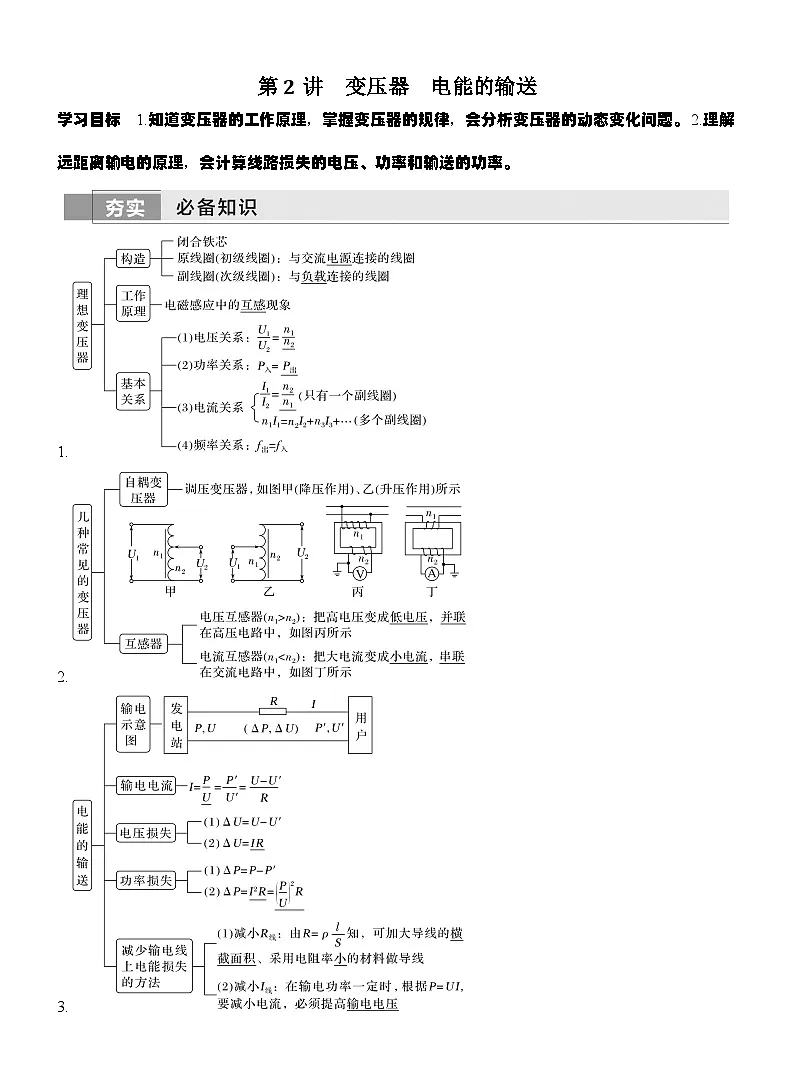 高考物理【一轮复习】讲义练习第2讲 变压器 电能的输送第1页