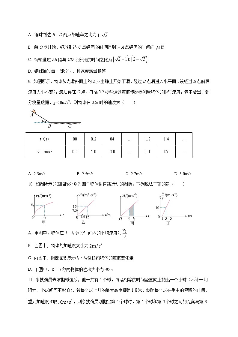 江苏省苏州市苏州星海中学2025~2026学年高一上册10月学情调研物理试卷(含答案)第3页