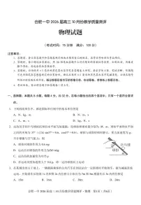 安徽省合肥一中2026届高三上学期 10 月份教学质量测评物理试卷(含答案)