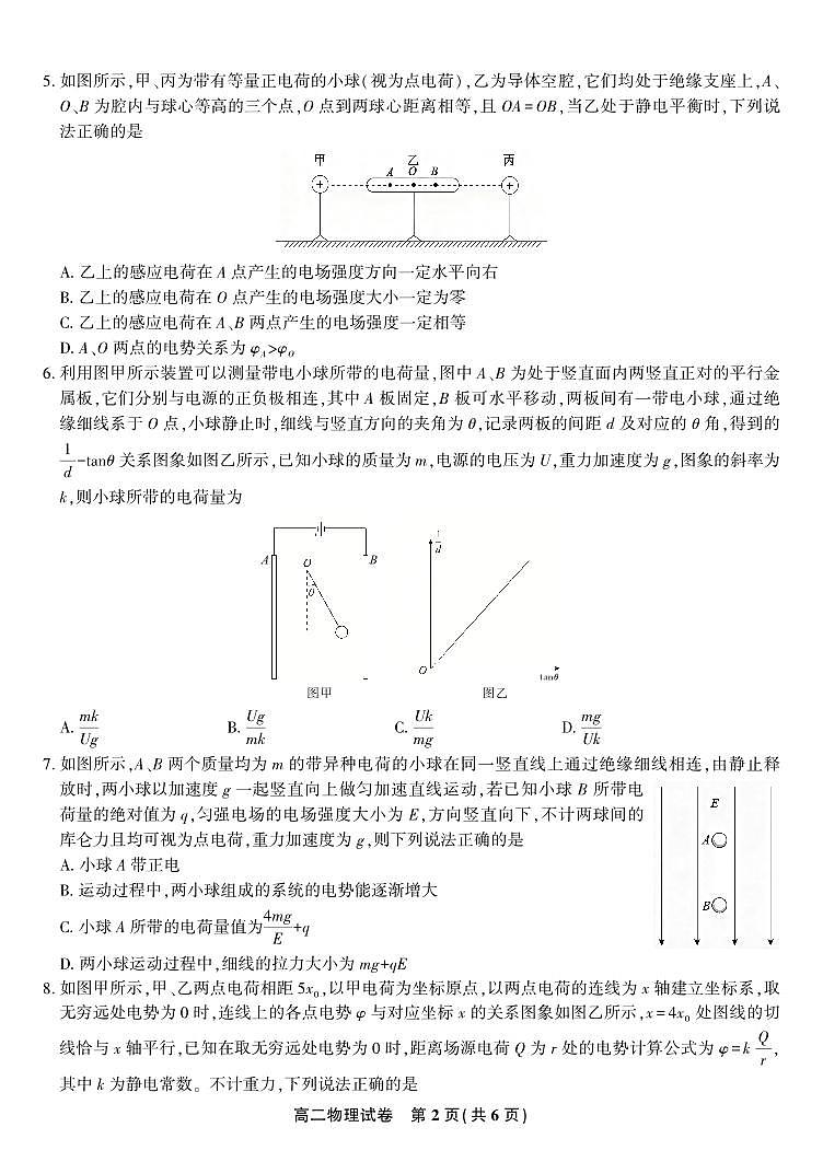 安徽省皖江名校联盟2025-2026学年高二上学期10月阶段考物理试题(含答案)第2页