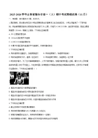 2025-2026学年山东省烟台市高一(上)期中考试物理试卷(11月)-自定义类型