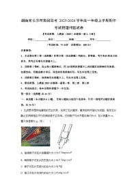 湖南省长沙市集团联考2025-2026学年高一上学期期中考试押题物理试卷（学生版）