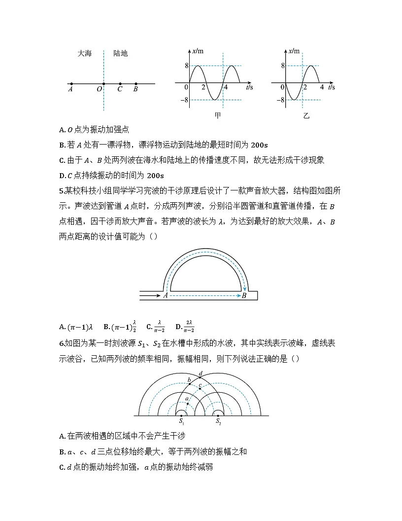 2025-2026高中物理人教版选择性必修第一册 第三章 第4节 波的干涉 同步练习(及答案)第3页