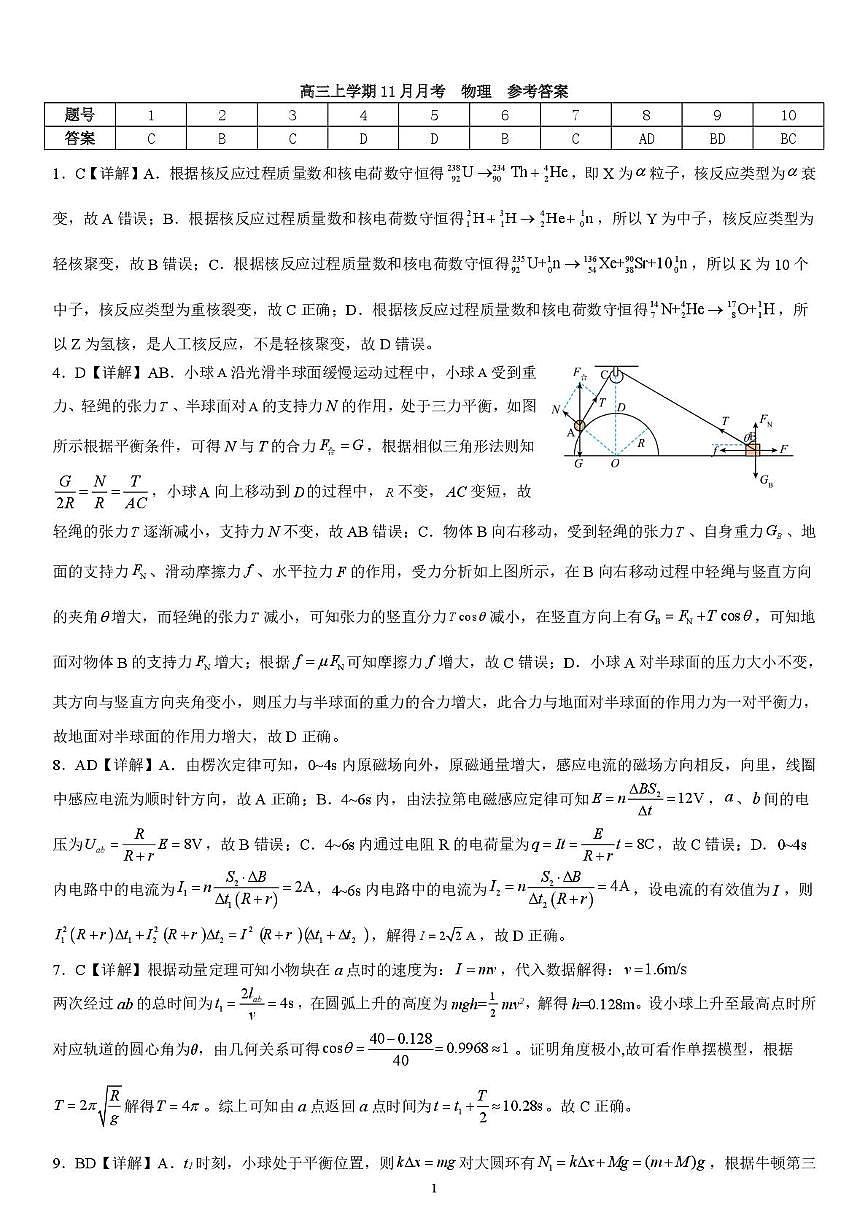 湖北荆州中学2026届高三上学期11月月考物理答案第1页