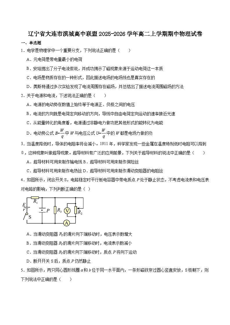 辽宁省大连市滨城高中联盟2025-2026学年高二上学期期中考试物理试卷(含解析)第1页