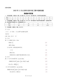 山东省济南市山东师范大学附属中学2025-2026学年高三上学期11月期中物理试题（含答案）含答案解析