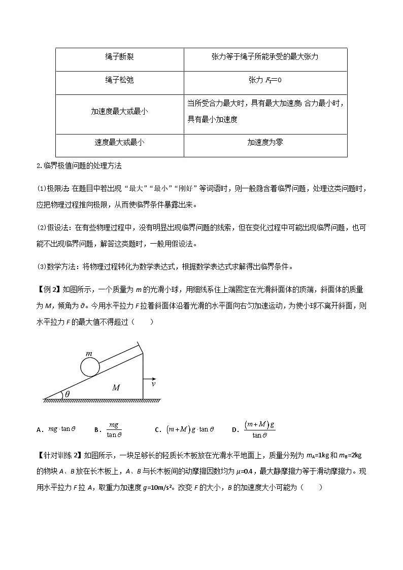 (人教版)必修第一册高一物理上学期期末复习训练 专题01 动力学图像及临界问题(原卷版)第3页