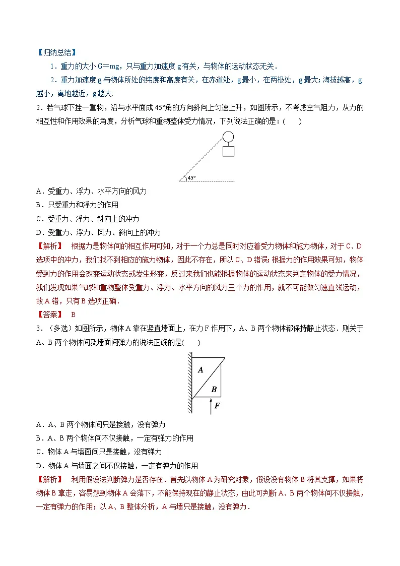 (人教版)必修第一册高中物理同步考点精讲精练第三章 章节复习巩固提升(解析版)第2页
