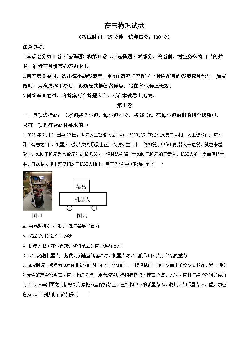 河南省开封市等2地2026届高三上学期11月期中物理试题(原卷版)第1页