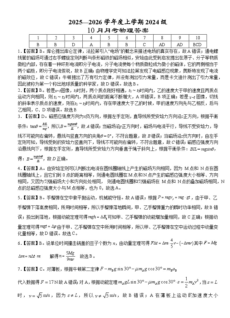 2024级高二上学期10月月考物理答案第1页