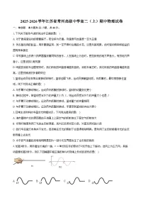 2025-2026学年江苏省常州高级中学高二（上）期中物理试卷（11月）（含答案）