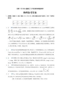 安徽合肥一中2026届高三上学期12月月考物理试题+答案
