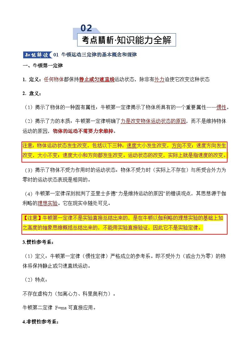 高考物理一轮复习-牛顿运动定律的理解应用(知识清单)(全国通用)(解析版)第3页