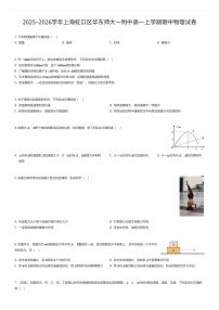 2025~2026学年上海虹口区华东师大一附中高一上学期期中物理试卷（有答案解析）