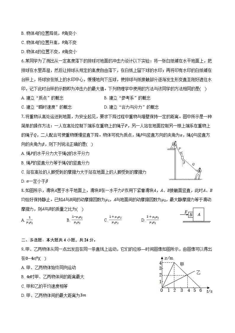 2025-2026学年天津市滨海新区塘沽一中高一(上)期中物理试卷(含答案)第2页