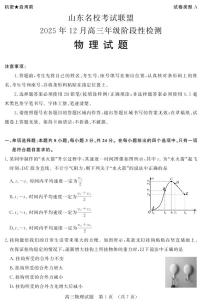 山东名校考试联盟2025-2026学年第一学期12月高三年级阶段性检测物理试卷（含答案）