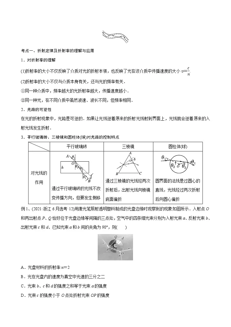 高三物理一轮复习精讲精练 第一讲 光的折射和全反射(原卷版)第2页