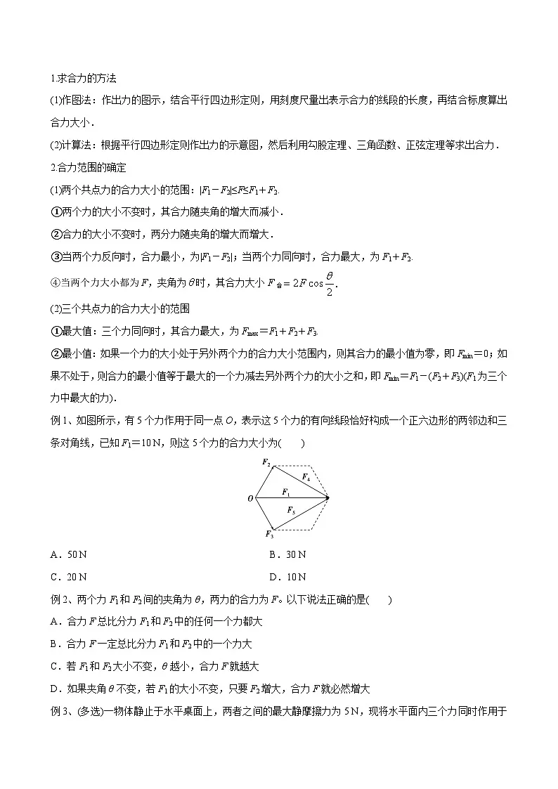 高三物理一轮复习精讲精练 第二讲 力的合成与分解(原卷版)第2页