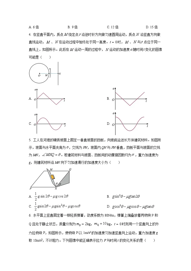 安徽省淮南市淮南第四中学2025-2026学年高三上学期期中物理试卷(学生版)第2页