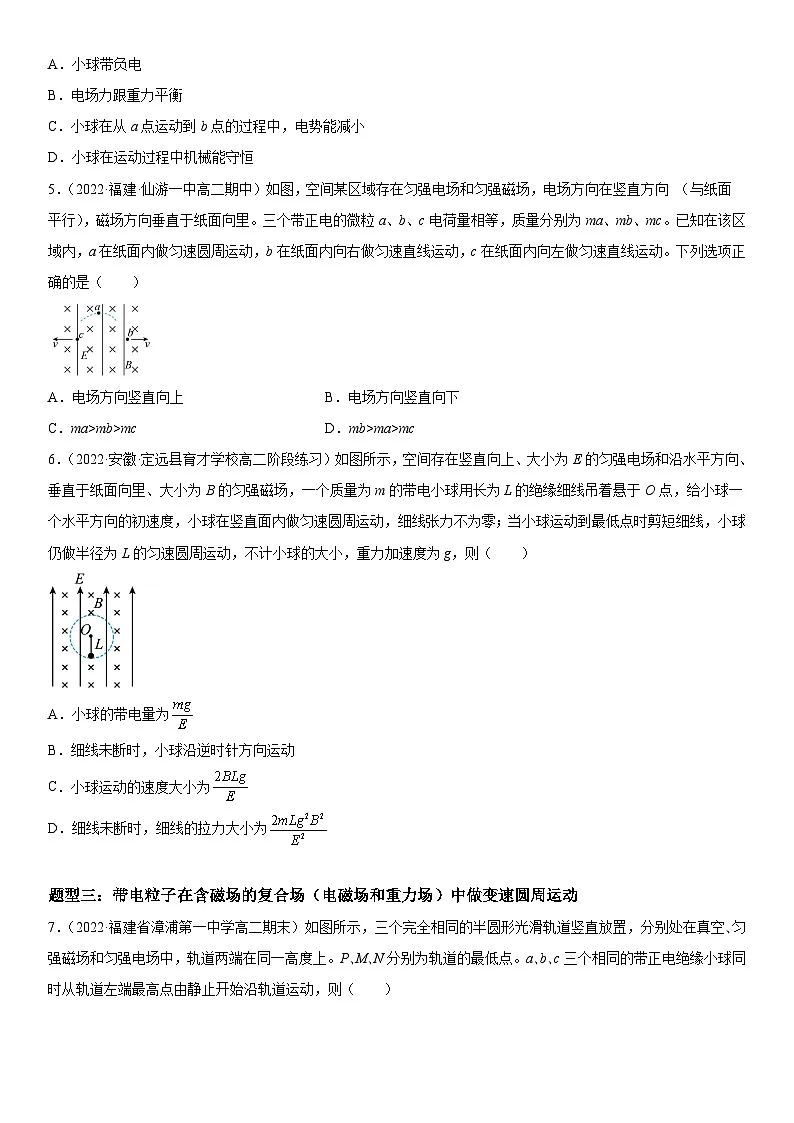 (人教版)选择性必修第二册高二物理期末复习专题强化训练二 带电粒子在复合场中的运动(含答案解析)第3页