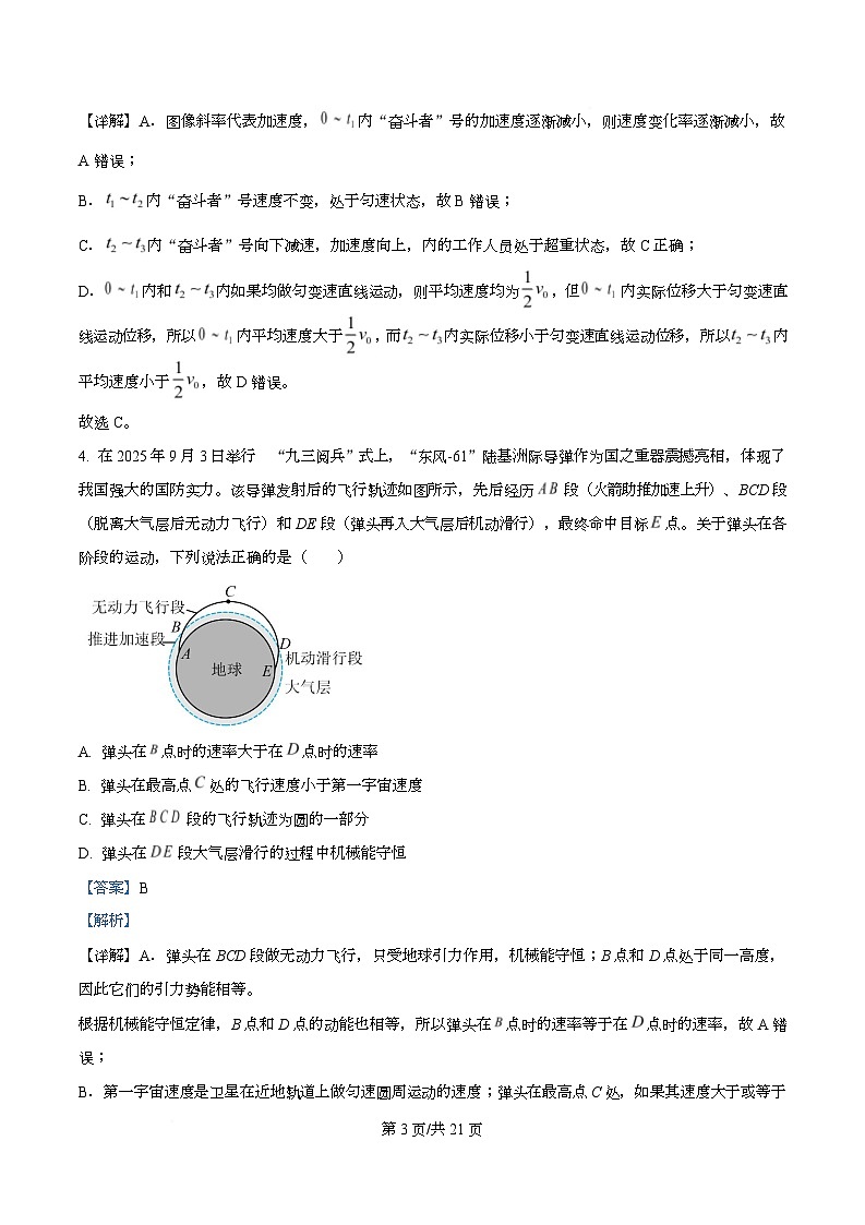 重庆市第一中学2026届高三上学期期中考试物理试卷 Word版含解析第3页