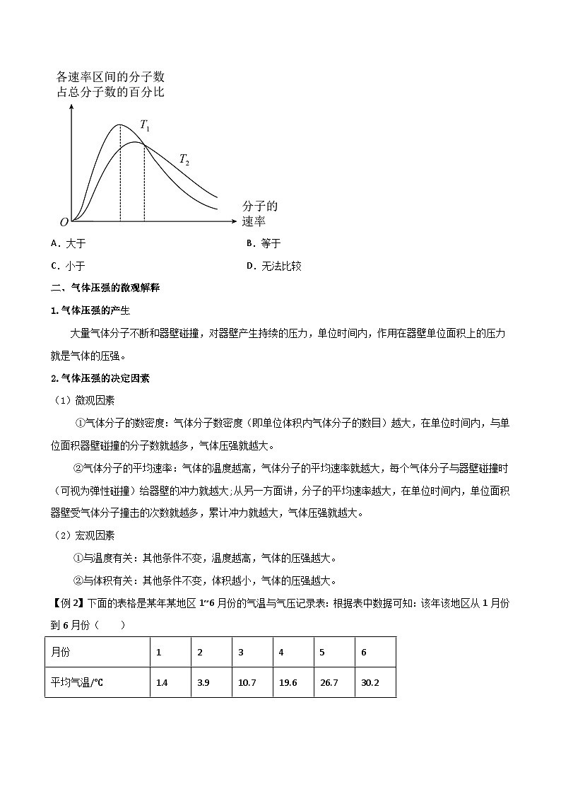 (人教版)选择性必修第三册高二物理同步导学案1.3 分子运动速率分布规律(原卷版)第2页