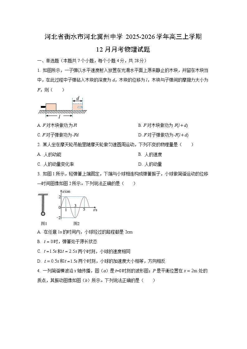 2025-2026学年河北省衡水市河北冀州中学高三上学期12月月考物理试卷(学生版)第1页