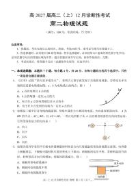 重庆市育才中学校高2026届高二上学期12月诊断性考试物理试题( 含答案)
