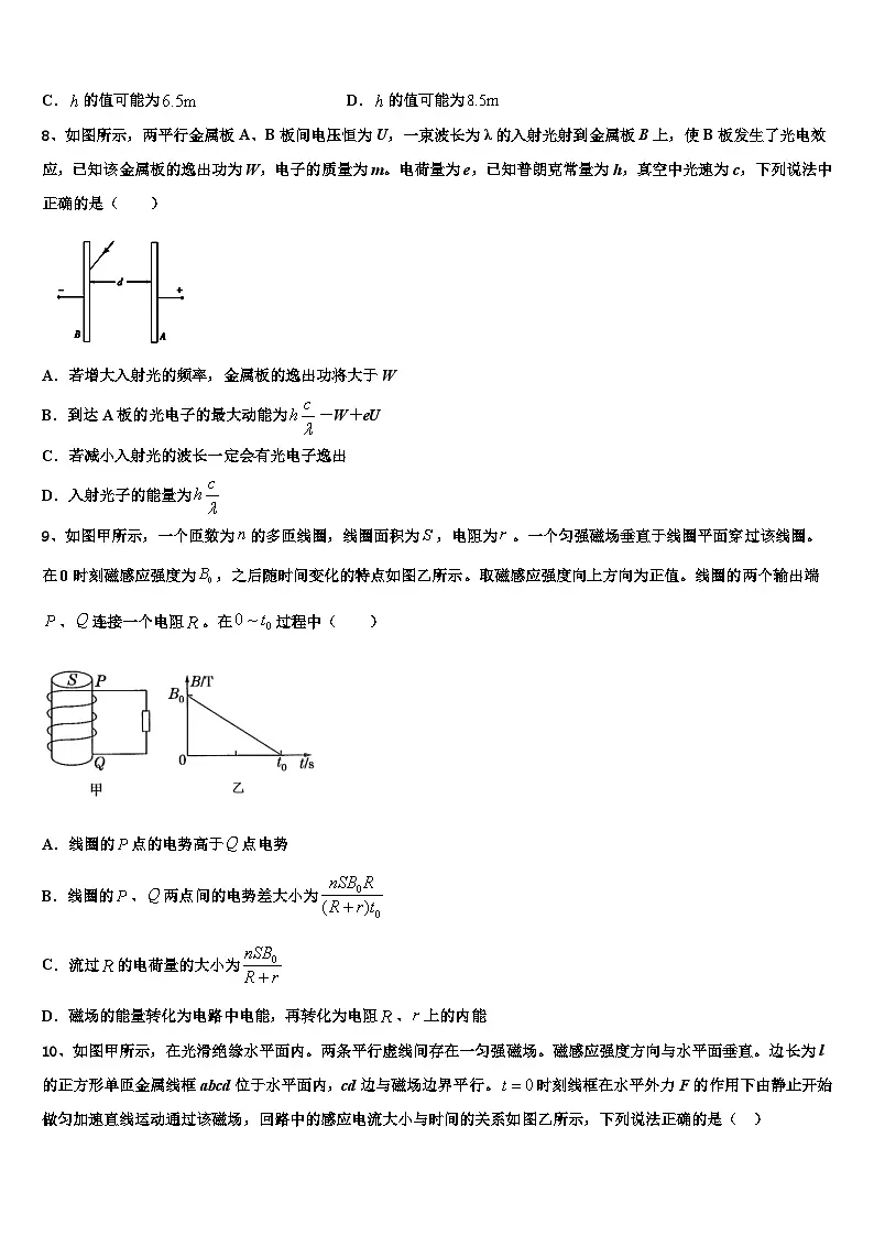 2026届安徽省池州市第一中学高考物理倒计时模拟卷含解析第3页