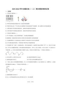 2025-2026学年安徽省高二（上）期末模拟物理试卷（有答案）