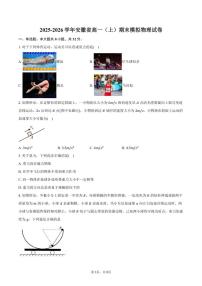 2025-2026学年安徽省高一（上）期末模拟物理试卷（有答案）