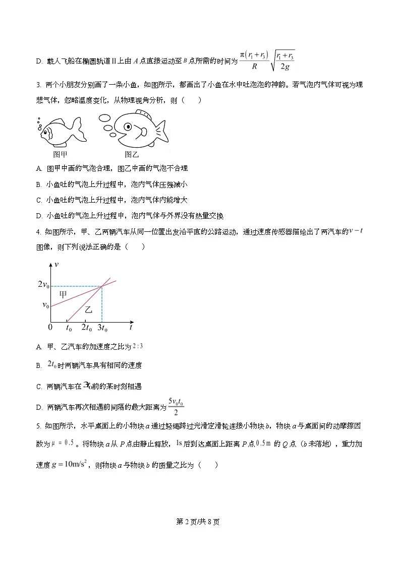 四川省内江市第六中学2026届高三上学期第二次月考物理试题(原卷版)第2页