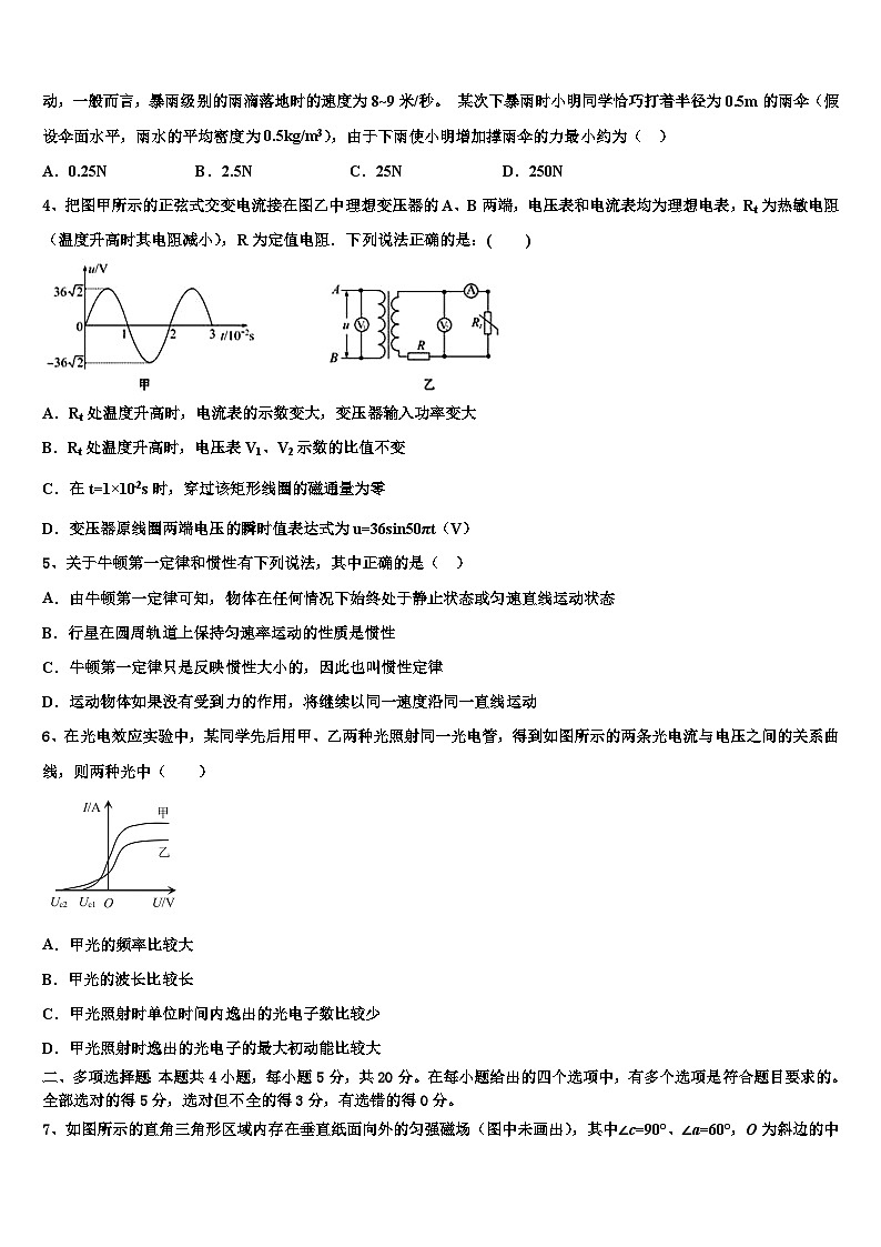 2026届甘肃省金昌市永昌县四中高考冲刺模拟物理试题含解析第2页