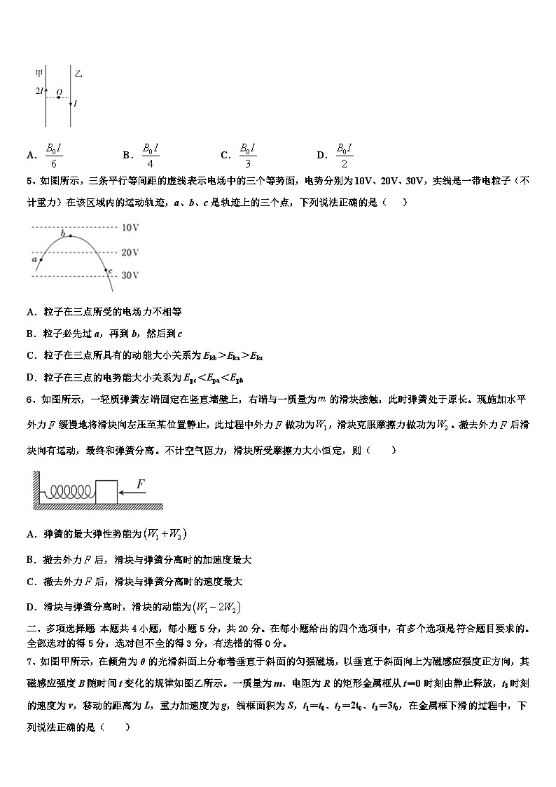 2026届甘肃天水市第一中学高考仿真模拟物理试卷含解析2第2页