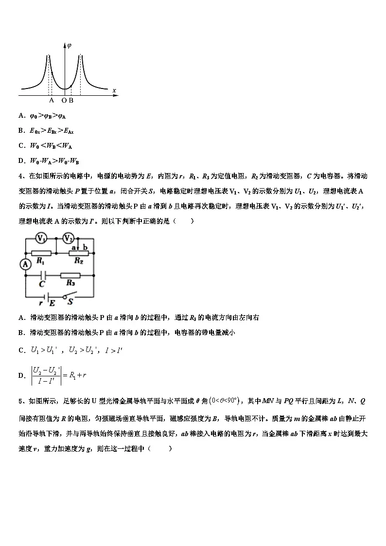 2026届河北省石家庄市晋州市第一中学高三一诊考试物理试卷含解析第2页