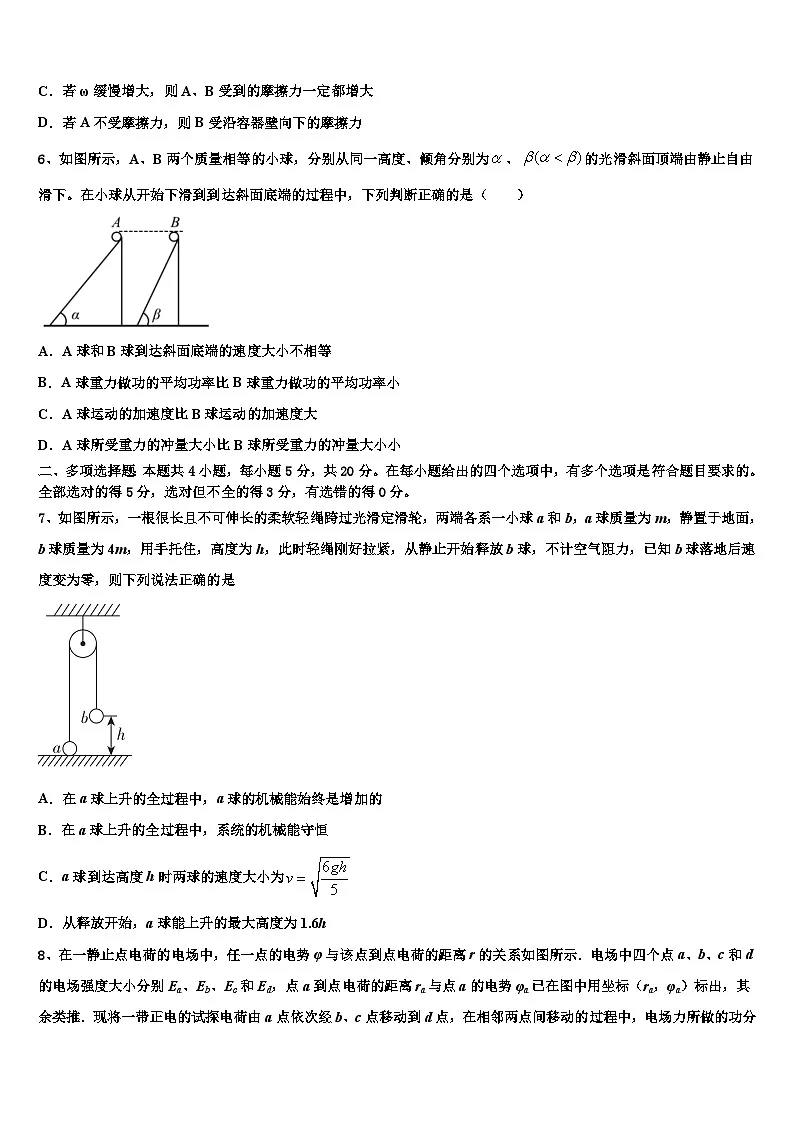 2026届河北省馆陶县第一中学高考物理押题试卷含解析第3页