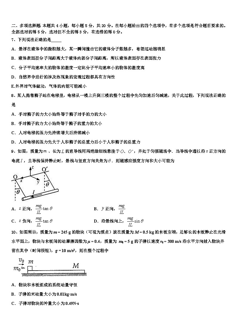 2026届河北省邯郸市第二中学高考冲刺押题(最后一卷)物理试卷含解析第3页