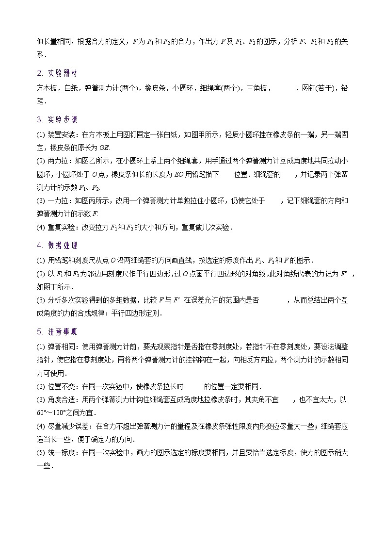 2026年高考物理一轮复习·知识清单(新高考通用)实验3 探究两个互成角度的力的合成规律(学生版+解析)第2页