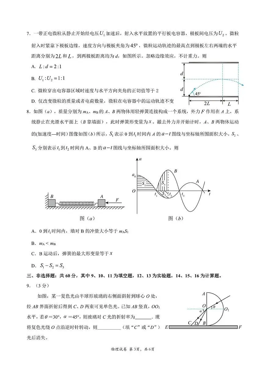 福建省漳州市第一中学2025-2026学年高三上学期1月月考物理试题(含答案)第3页