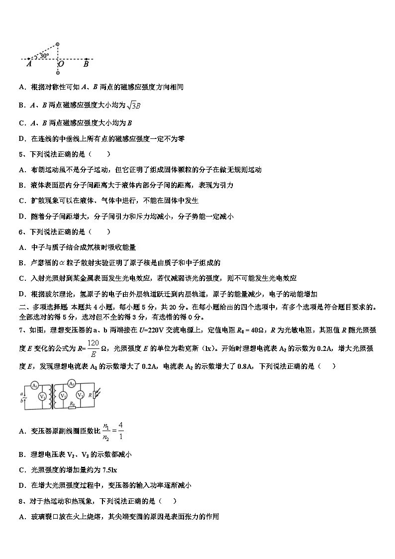 2026届河北省枣强县枣强中学高三下学期一模考试物理试题含解析第2页