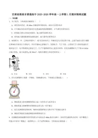 2025-2026学年甘肃省酒泉市普通高中高一上学期1月期末考试物理试卷（含答案）