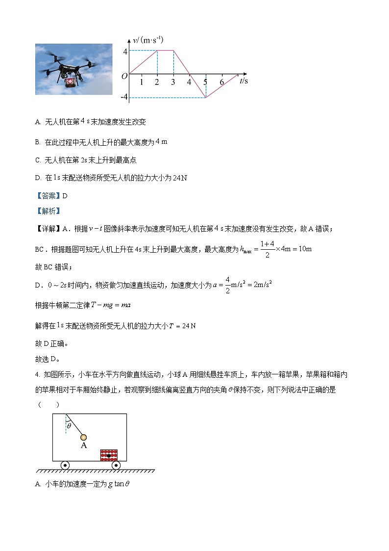 精品解析:湖北省部分省级示范高中2024-2025学年高一上学期1月期末考试物理试卷(解析版)第3页